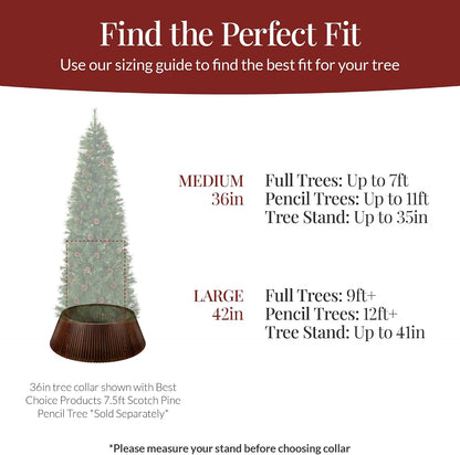 Best Choice Products 36in Christmas Tree Collar, Solid Wood Slatted Tree Skirt Holiday Accessory for Home - Walnut