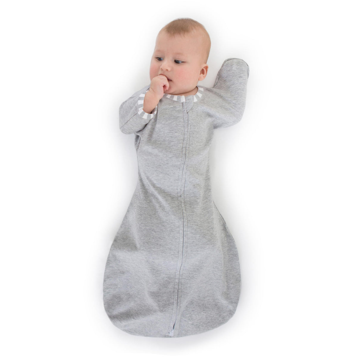 SwaddleDesigns Transitional Swaddle Sack, Cotton, Heathered Gray, 6-9mo