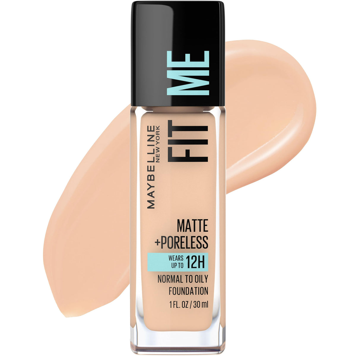 Maybelline Fit Me Matte + Poreless Liquid Oil-Free Foundation Makeup, Sun Beige, 1 Count (Packaging May Vary)