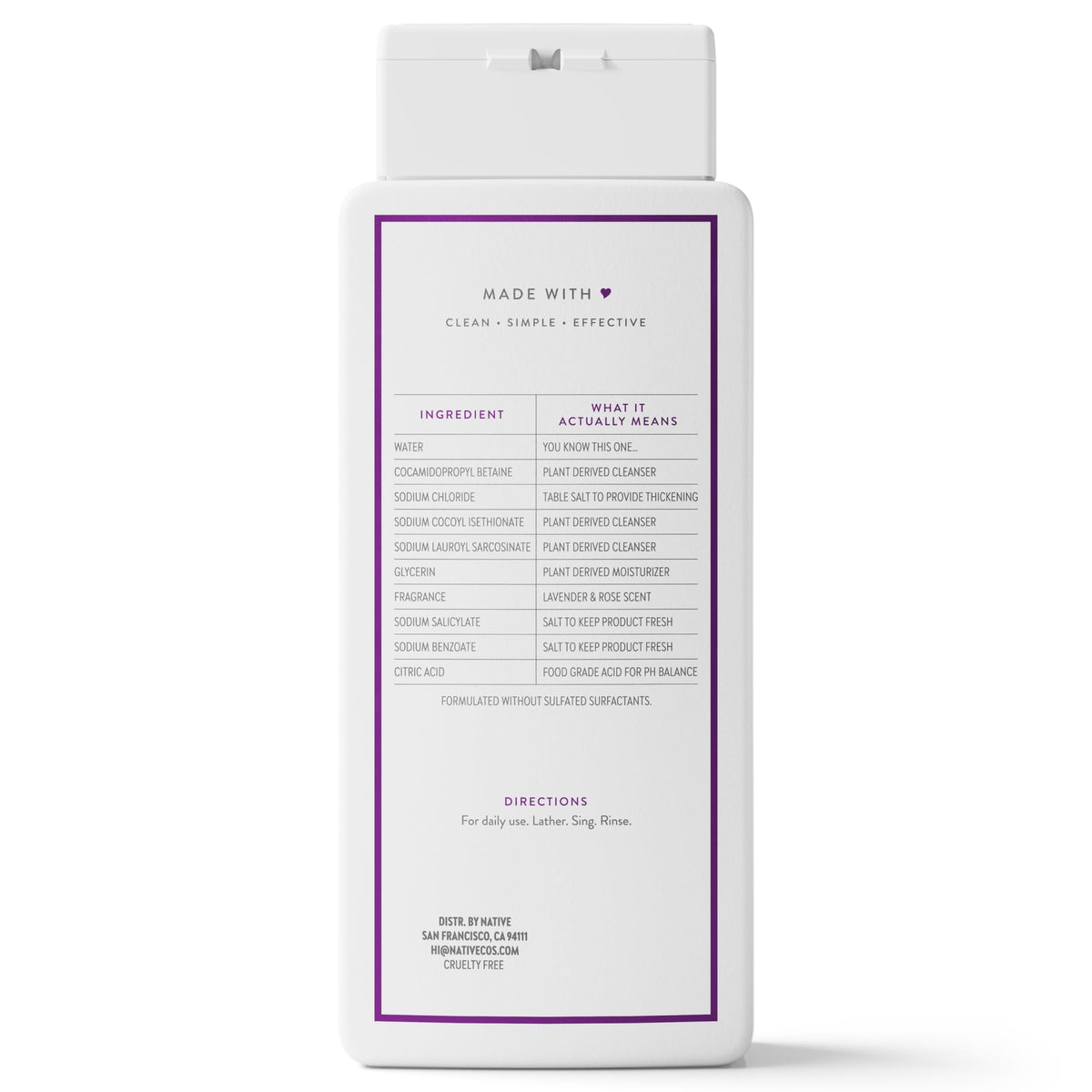 Native Clean Body Wash for Women & Men, Powder & Cotton Scent, 18 fl oz