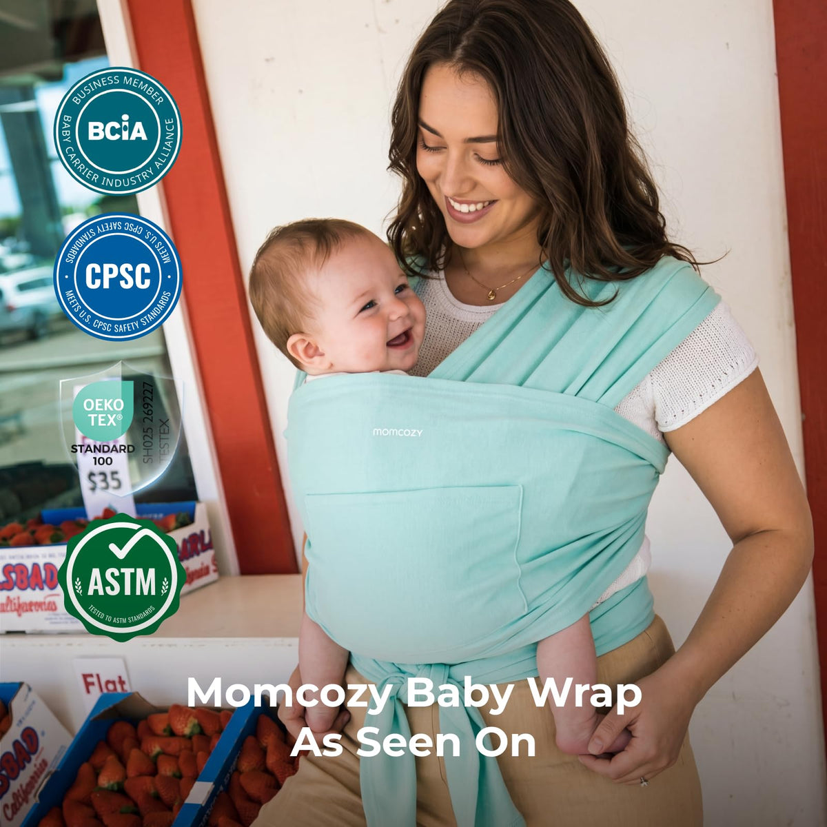 Momcozy Baby Wrap Carrier, Easy-On 2-Piece Design, Newborn to 33 lb
