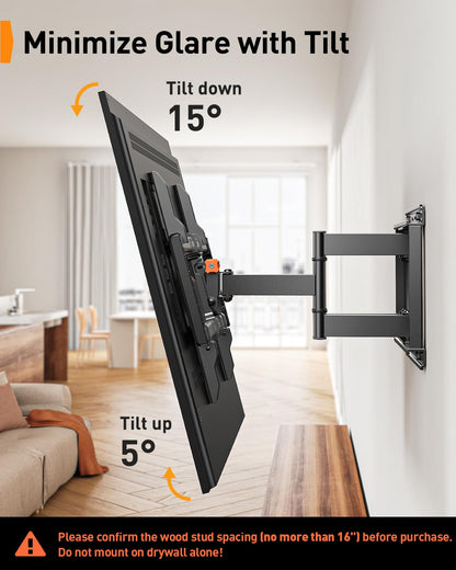 Perlegear Full Motion TV Wall Mount with Power Strip for 60–120 Inch TVs