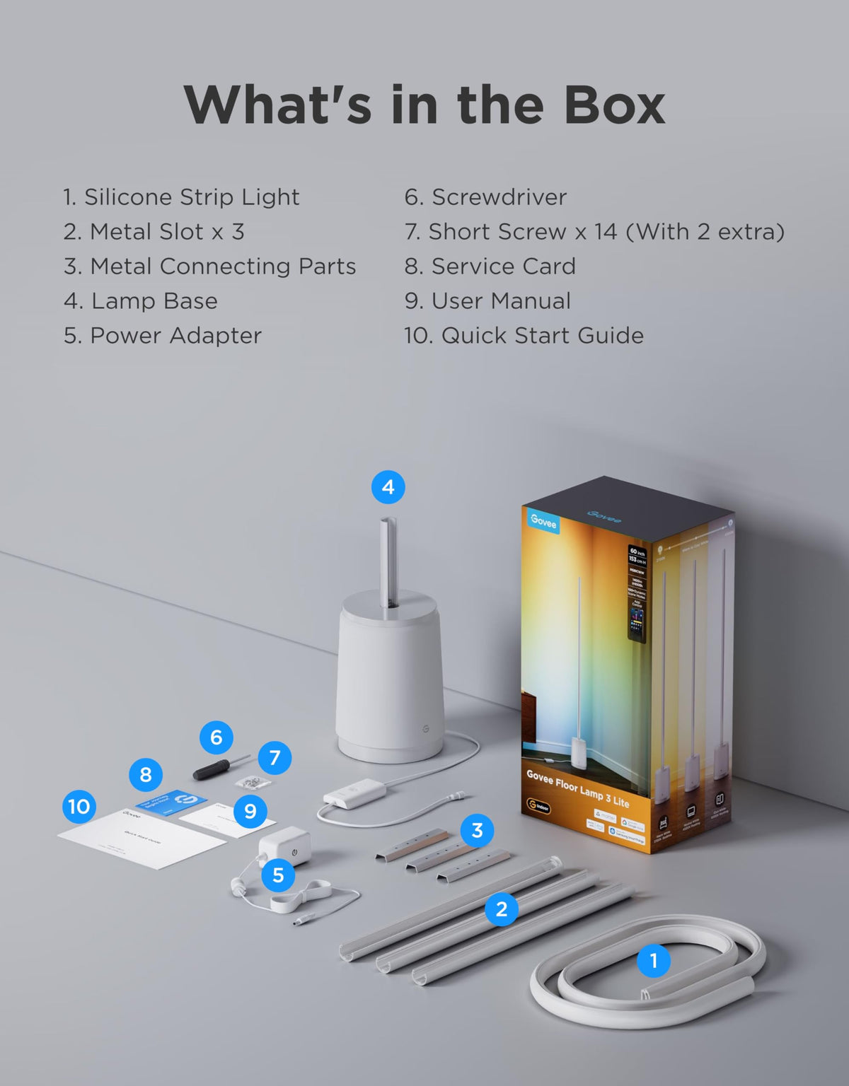 Govee Floor Lamp 3 Lite, Smart RGBIC LED Corner Lamp for Living Room