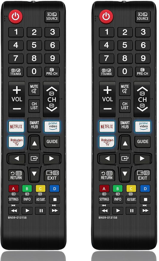2 Pack Universal Remote for Samsung TV Remote Control with Prime Video, Netflix, Rakute TV Button, Samsung Remote Controls for Smart TV LCD UHD LED Hdtv QLED 3D 4K 8K TVs All