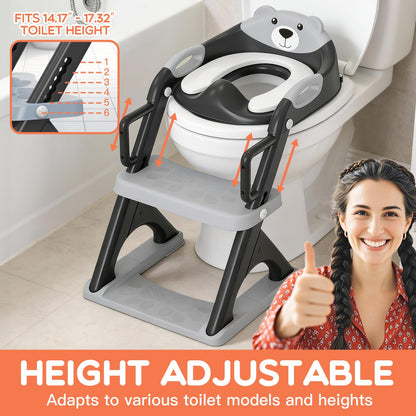 Potty Training Toilet for Toddlers, 2-in-1 Potty Training seat, Anti-Slip (Chocolate, Bear)