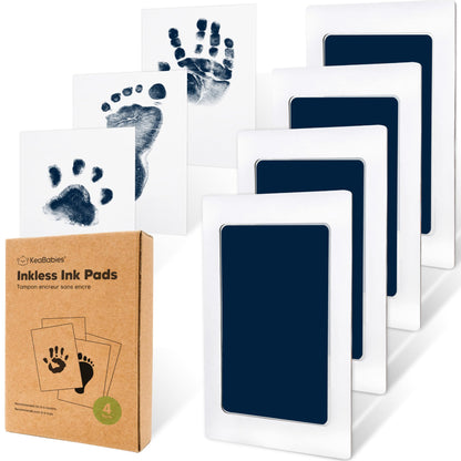 4pk Inkless Baby Hand and Footprint Kit, Mess Free Ink Pads (Jet Black, R)