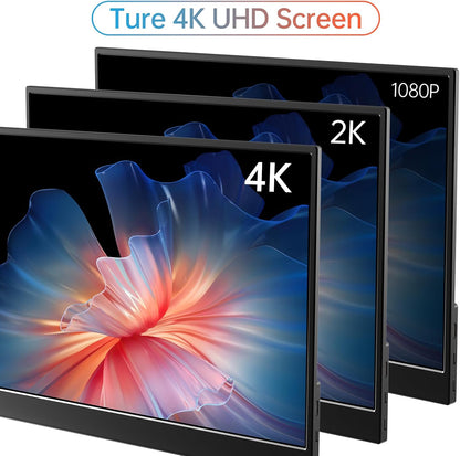 MNN 15.6" 4K Portable Monitor, UHD IPS, USB-C HDMI, with Smart Cover Stand
