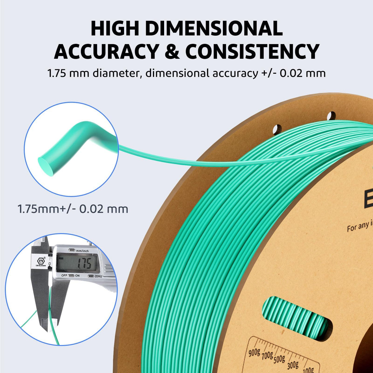 ELEGOO PLA Plus 3D Printer Filament 1.75mm White 2KG, Tougher & Stronger