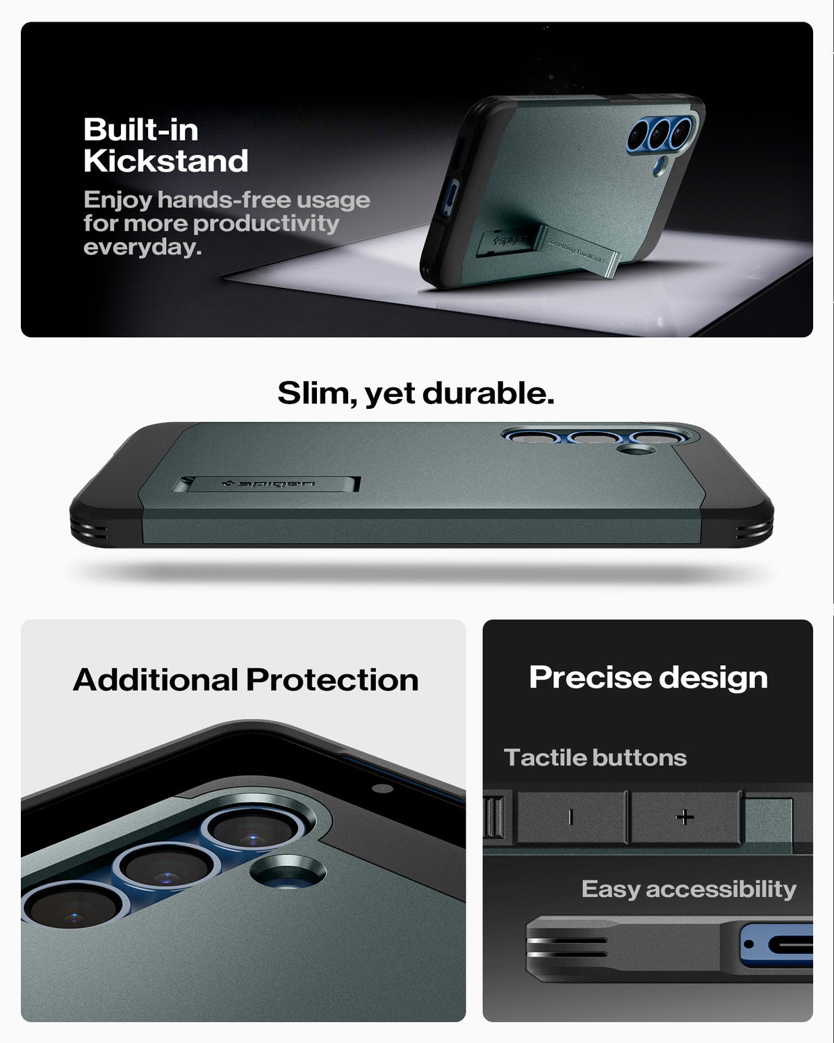 Spigen for Galaxy S26 Case, Tough Armor MagFit [Kickstand] [Compatible with MagSafe] [Military-Grade Protection] - Black