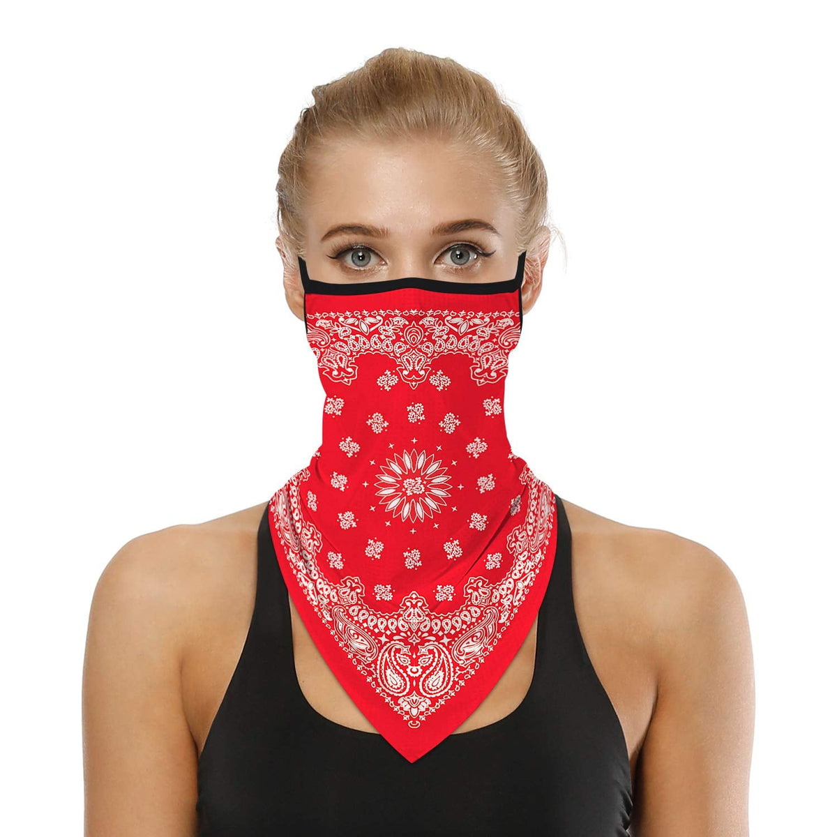 YAYOUREL Neck Gaiter Face Mask Bandanas for Men Women UV Face Scarf Cover Ear Loop Hole Facemask for Fishing Running Cycling
