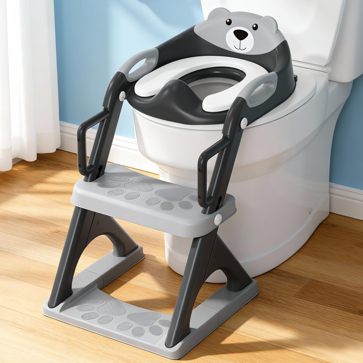 Potty Training Toilet for Toddlers, 2-in-1 Potty Training seat, Anti-Slip (Chocolate, Bear)