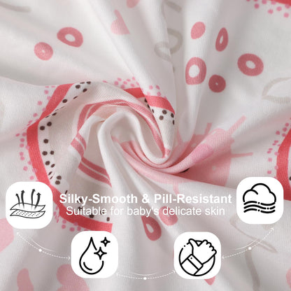GUNTAIL Baby Crib Sheets for Boys Girls, 2 Pack Fitted Crib Sheet for Standard Crib and Toddler Mattress, Soft Microfiber Baby Sheet 52x28x8in. (Love & Pink)