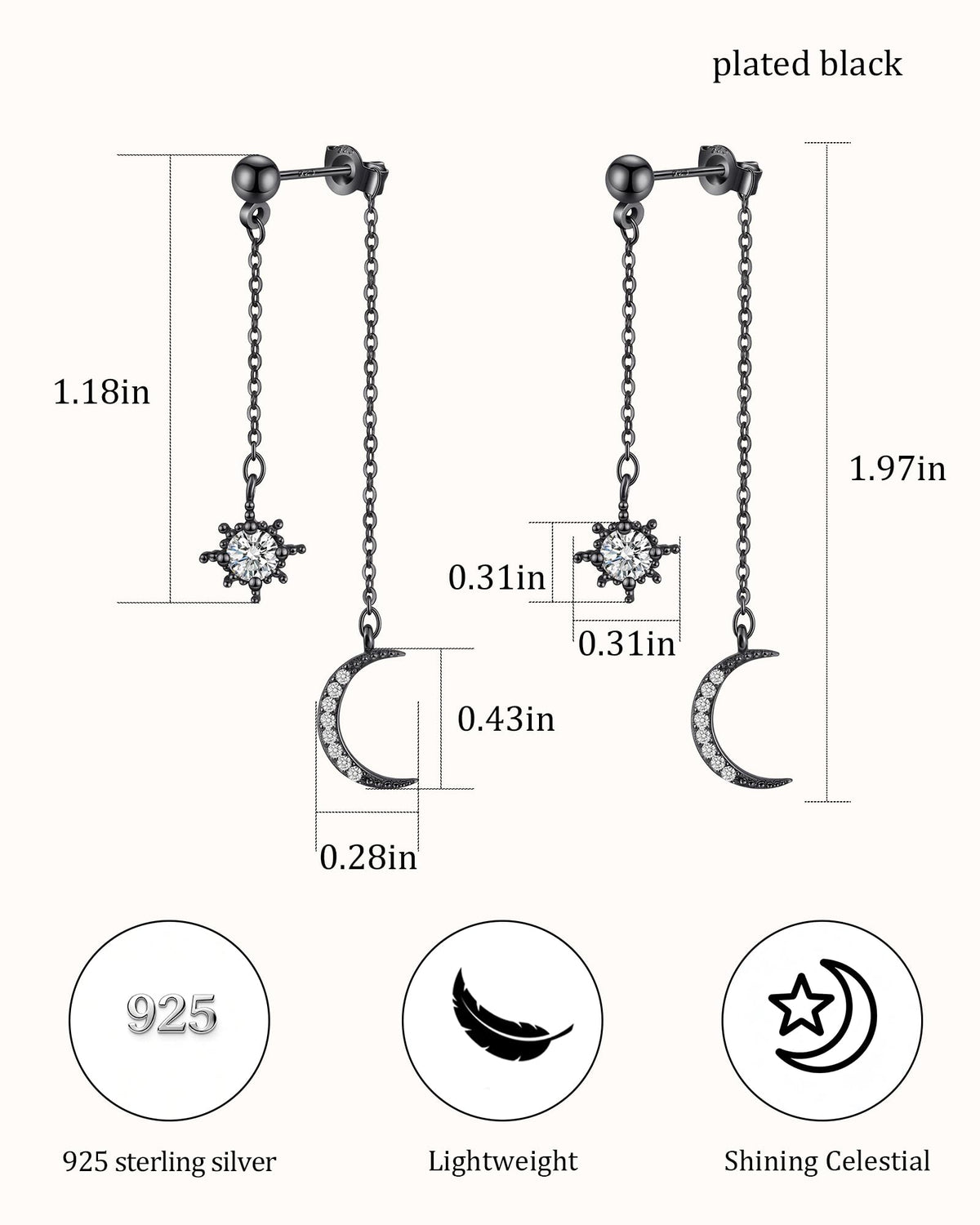Moon and Star Dangle Earrings