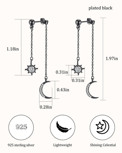 Moon and Star Dangle Earrings