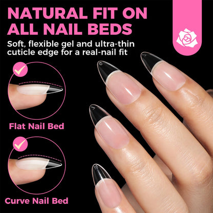 UNA GELLA Short Sharp Square Nail Tips 504pcs X-Soft Flat Square Nails