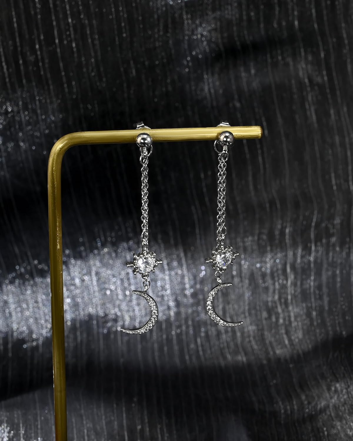 Moon and Star Dangle Earrings
