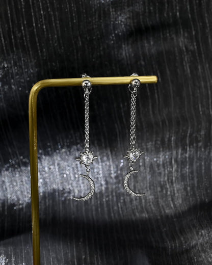 Moon and Star Dangle Earrings