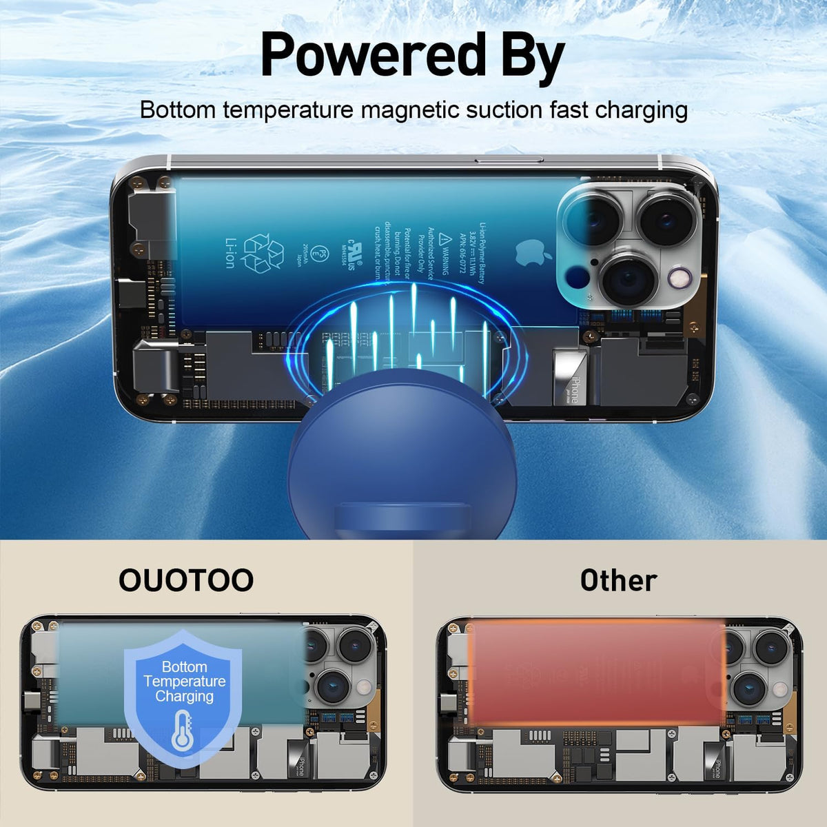 【Adjustable Blue Ambient Light】 Wireless Charger 3 in 1 for iPhone, Magnetic Charging Station for Apple Family,15W Fast MagSafe Charger Stand,for iPhone17-12-iWatch AirPods Series