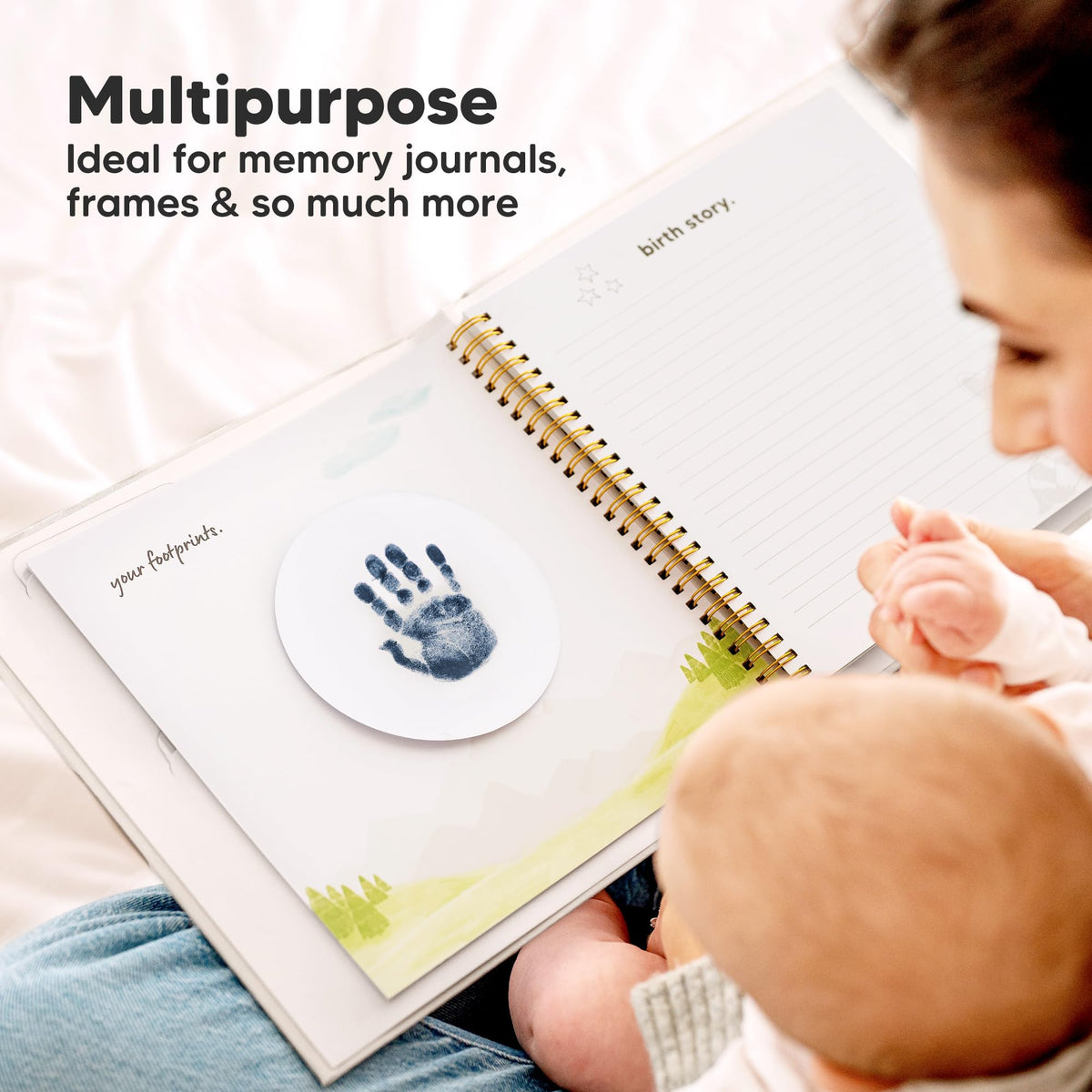 4pk Inkless Baby Hand and Footprint Kit, Mess Free Ink Pads (Jet Black, R)