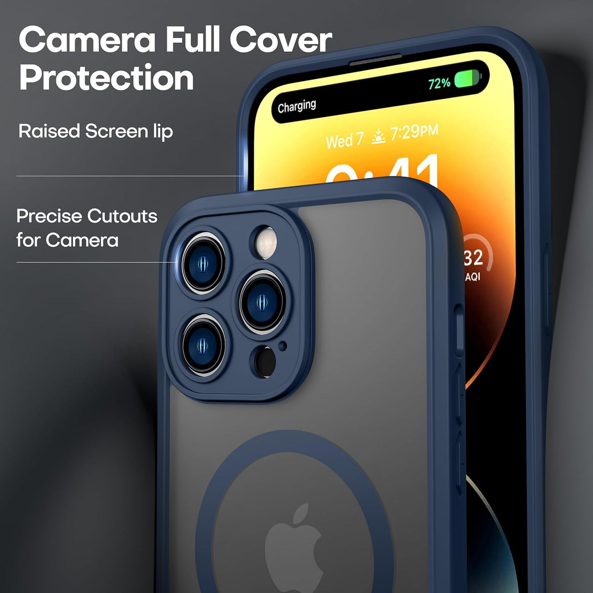 ImpactStrong Magnetic Guard Designed for iPhone 17 Air Case [Camera Protection] [Military Grade Drop Tested] [Compatible with MagSafe] Slim Translucent Matte Phone Case (6.6") - Navy Blue