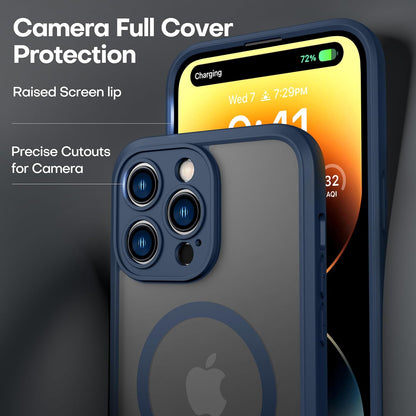 ImpactStrong Magnetic Guard Designed for iPhone 17 Air Case [Camera Protection] [Military Grade Drop Tested] [Compatible with MagSafe] Slim Translucent Matte Phone Case (6.6") - Navy Blue