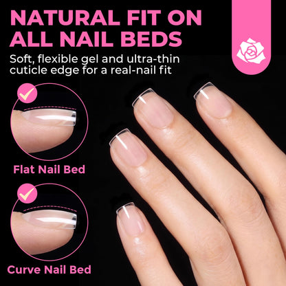 UNA GELLA Short Sharp Square Nail Tips 504pcs X-Soft Flat Square Nails