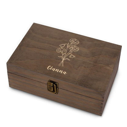 Personalized Wooden Keepsake Box, Custom Engraved Memory Box with Lid