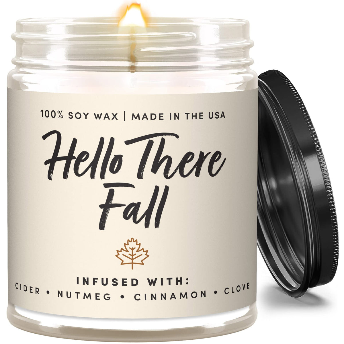 Wax & Wit Fall Candles for Home Scented – Apple, Cinnamon, Clove, Orange – Perfect Home Décor Gifts for Autumn, Holiday, Christmas, Winter - 9oz, Soy Wax, 50 Hour Burn