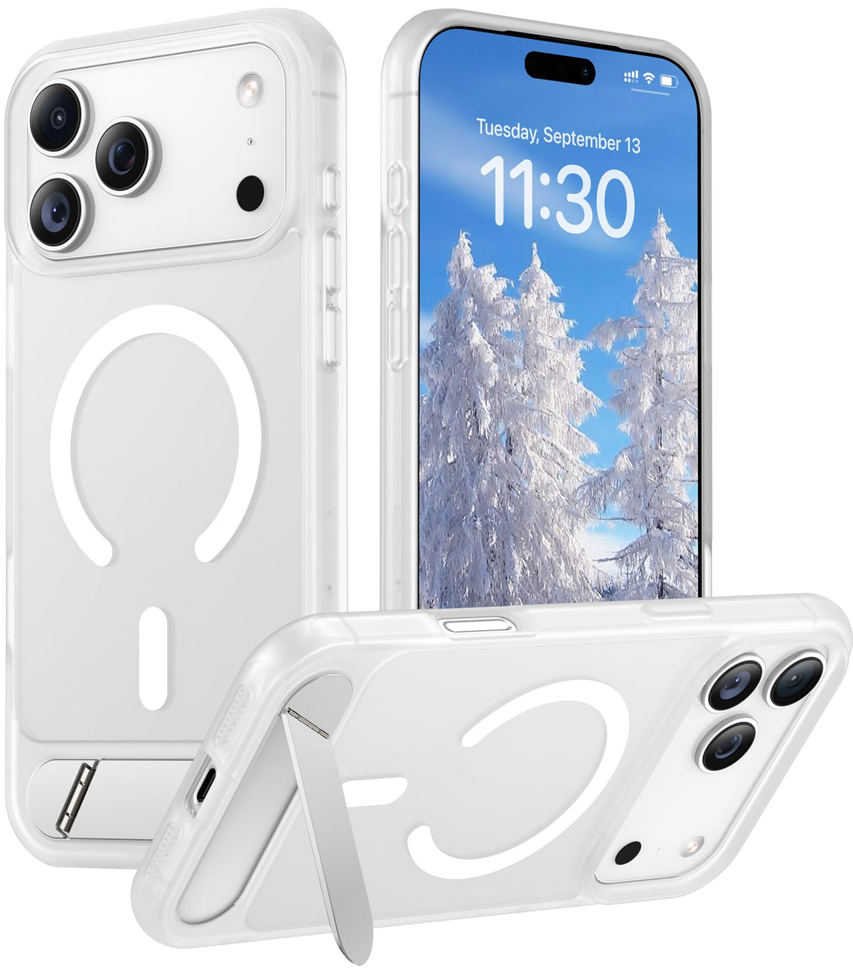 Temdan Magnetic Compatible with iPhone 16 Pro Max Case, [Built-in Invisible Kickstand][Compatible with MagSafe] [Military Grade Shockproof] Slim Translucent Matte Phone Case for iPhone 16 Pro Max 6.9"