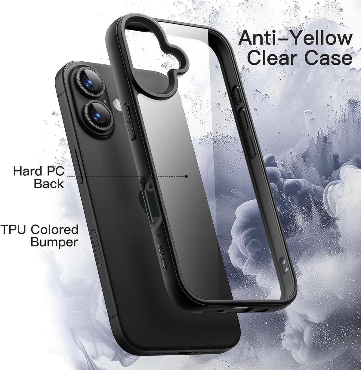 JETech Case for iPhone 16, Anti-Yellowing, Clear