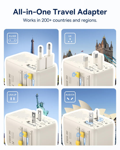 Baseus 70W Universal Travel Adapter, 6-in-1 International Plug Adapter