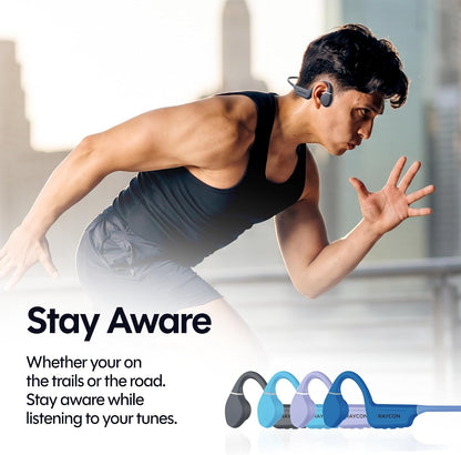Raycon Bone Conduction Headphones - Open Ear Running Headphones & Bluetooth Earbuds, Sweat & Water-Resistant with Mic (Gray)