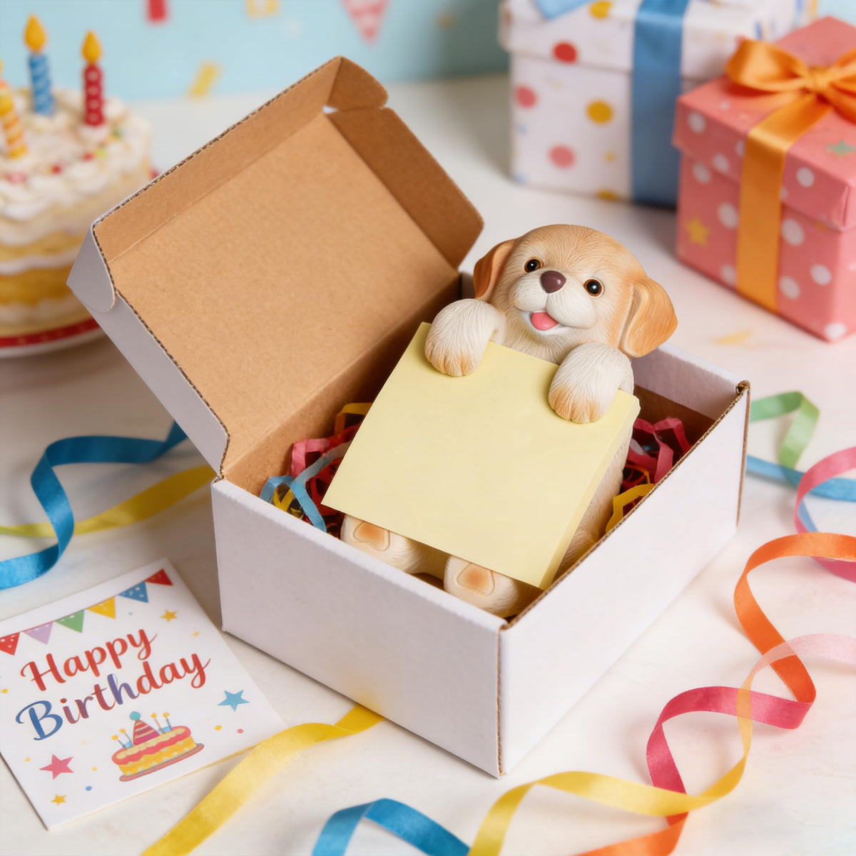 Dog Pop-Up Sticky Note Dispenser for 3x3 in Notes, Black & White