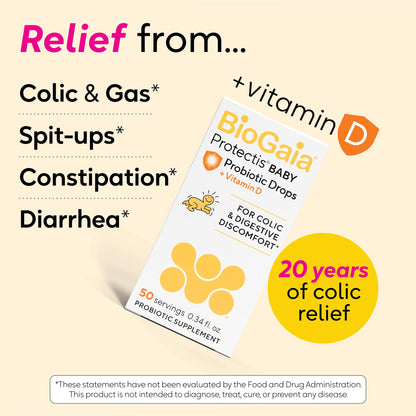 BioGaia Baby Probiotic Drops + Vitamin D | Colic & Gas Relief | 50 Servings