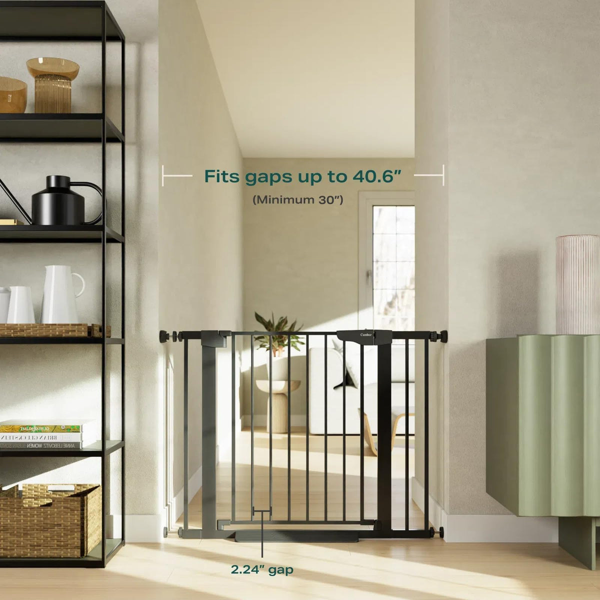 Cumbor 29.7-51.5 in Extra Wide Baby Gate for Stairs, Dog Gate Indoor Black