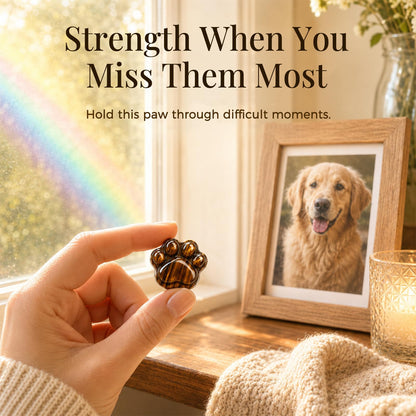 Dog Memorial Gifts for Loss of Dog, Rose Quartz Paw & Memorial Bracelet