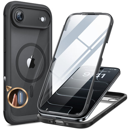 Miracase for iPhone 17e Case & iPhone 16e Case, Full-Body Phone with Built-in Glass Screen Protector, [Magnetic with MagSafe] Military Drop Proof 17 E/ 16 E Cover Bumper 6.1 inch, Black