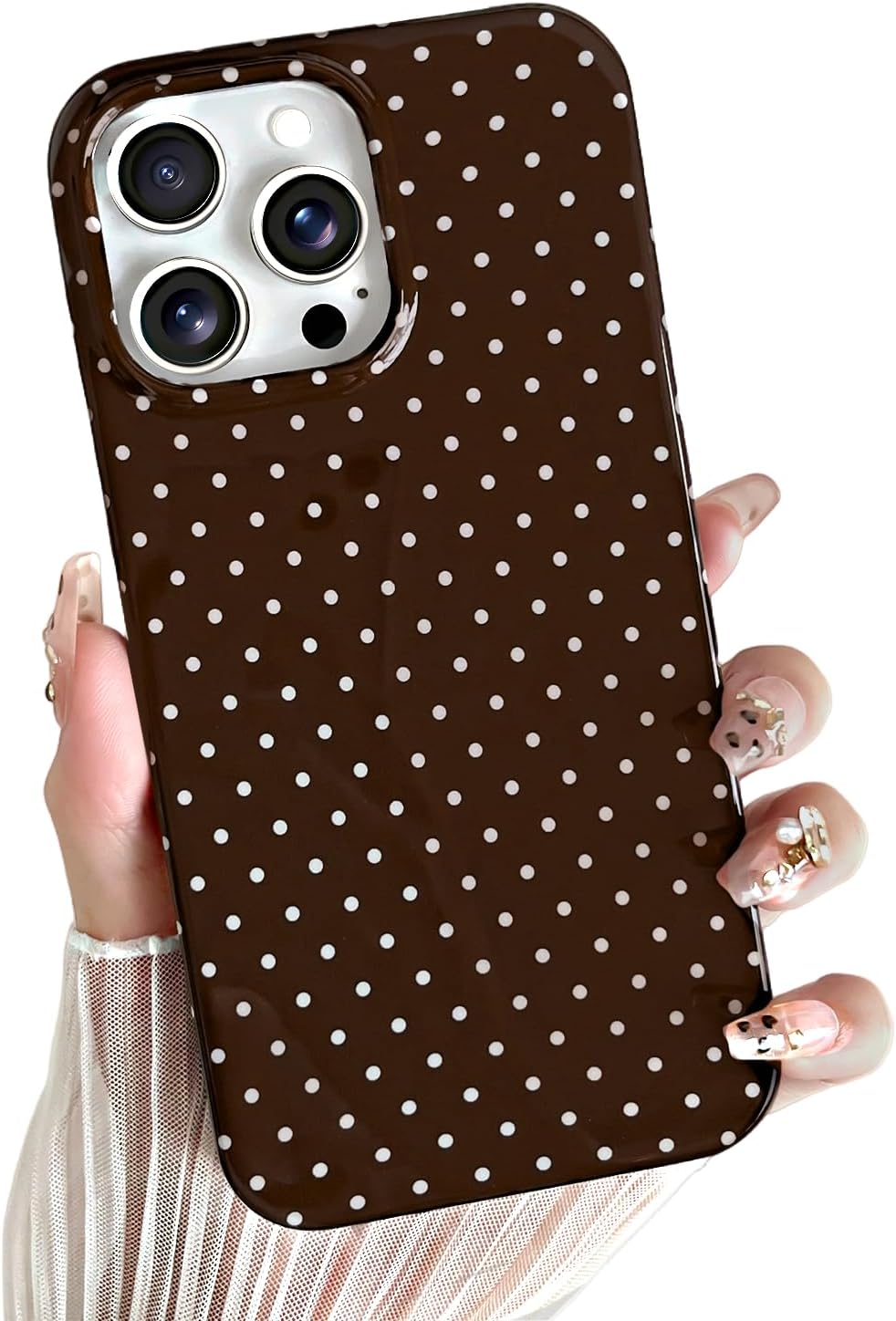 Yeddabox for iPhone 15 Case Cute Polka Dot Phone Case Soft TPU Slim Shockproof Phone Cover for Women Girls, Blue