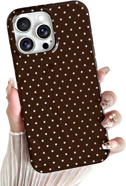 Yeddabox for iPhone 15 Case Cute Polka Dot Phone Case Soft TPU Slim Shockproof Phone Cover for Women Girls, Blue