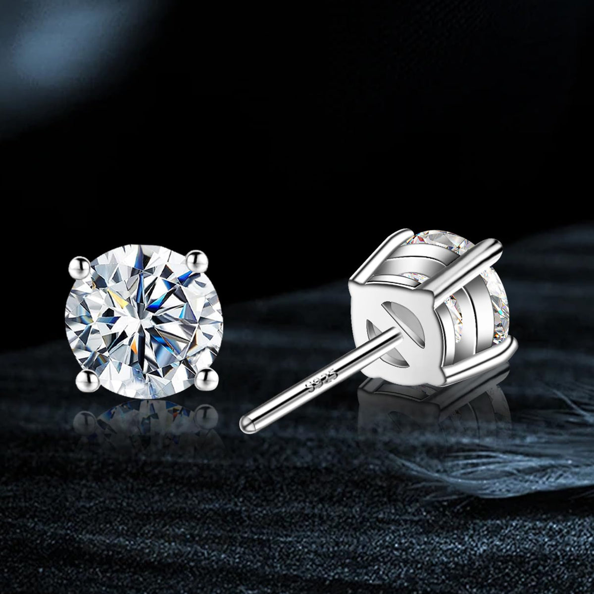 Moissanite Stud Earrings GRA 925 Sterling Silver Earrings for Men