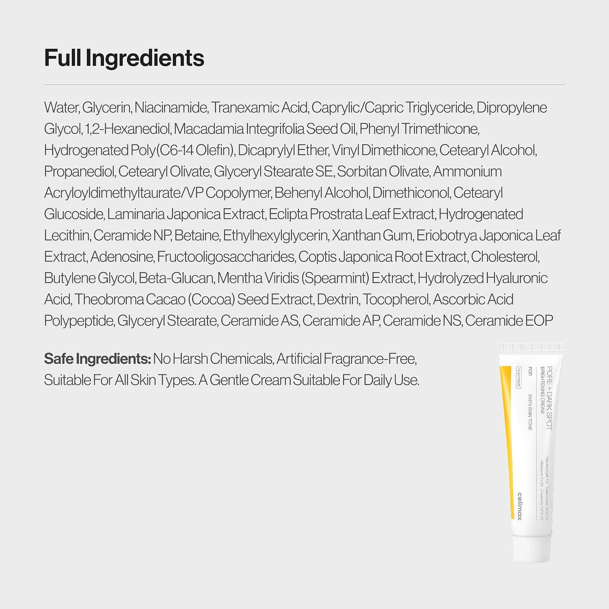 celimax Pore+Dark Spot Brightening Cream, 1.18 fl.oz, TXA cream