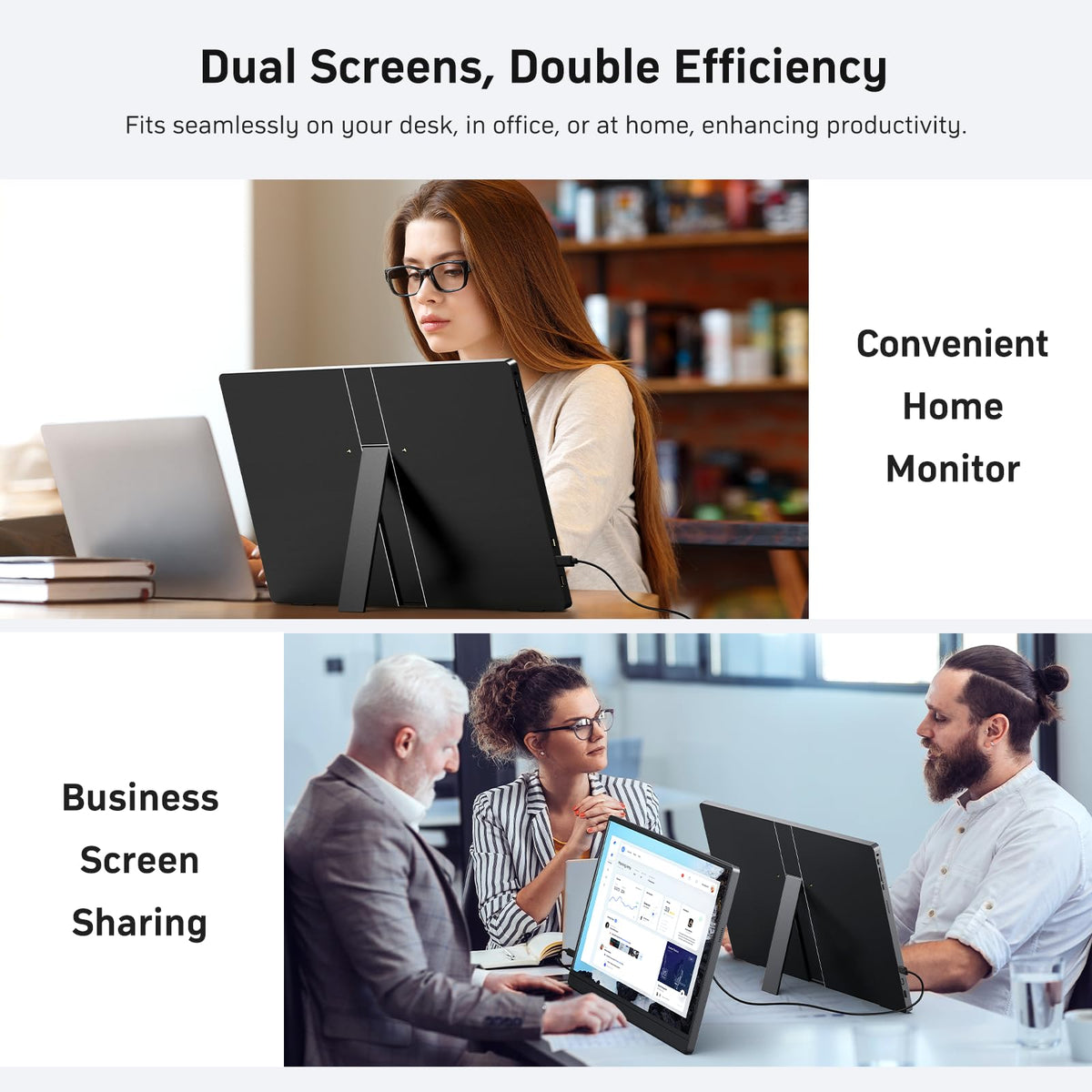 MNN 15.6" 4K Portable Monitor, UHD IPS, USB-C HDMI, with Smart Cover Stand