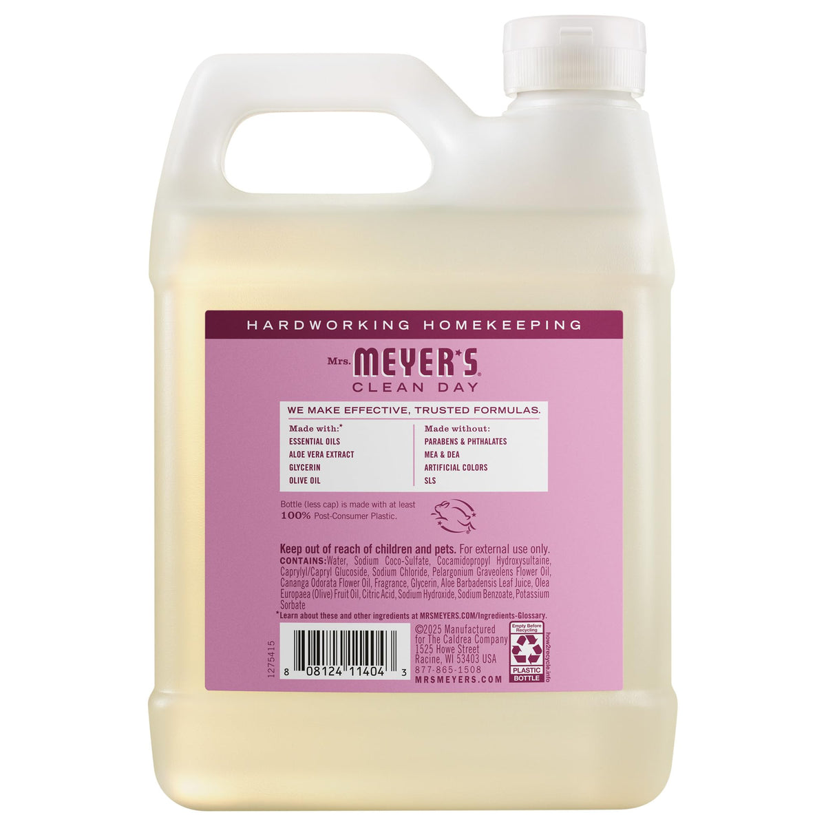 MRS. MEYER'S CLEAN DAY Hand Soap Refill, Lemon Verbena Scent, 33 Fl Oz Bottle