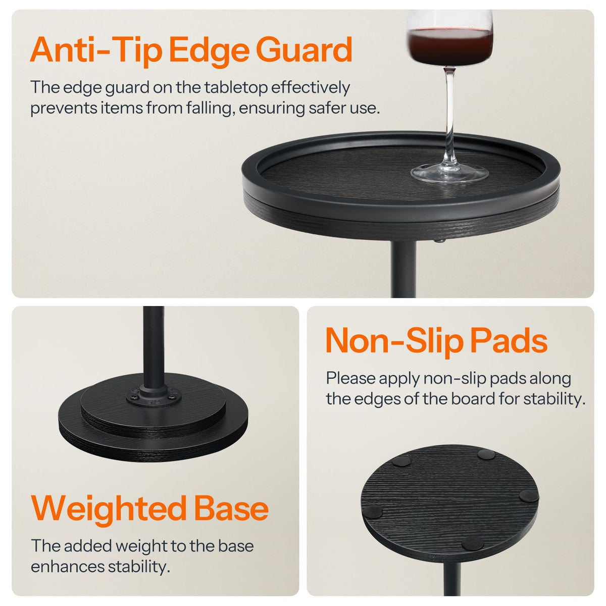 HOOBRO Small Round Side Table, Drink Table, Coffee Martini Table with Pedestal Accent for Small Spaces in Living Room, Bedroom, Sofa Couch, Rustic Brown BF168BZ01