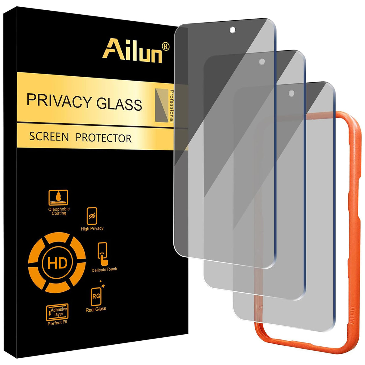 Ailun 3 Pack Privacy Screen Protector for iPhone 17 Pro Max, Tempered Glass