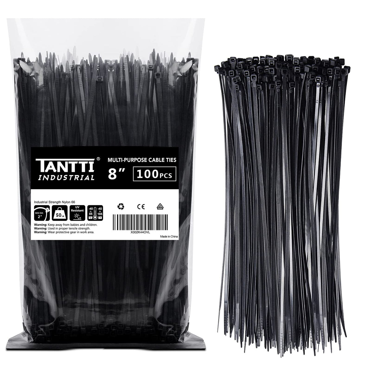 Zip Ties 4 inch (200 Pack), Small Zip Ties with 18 lb Tensile Strength, Black, by Tantti Supply
