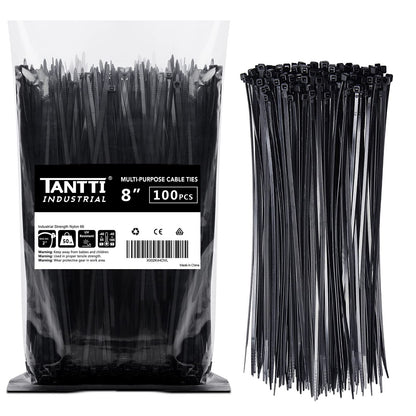 Zip Ties 4 inch (200 Pack), Small Zip Ties with 18 lb Tensile Strength, Black, by Tantti Supply