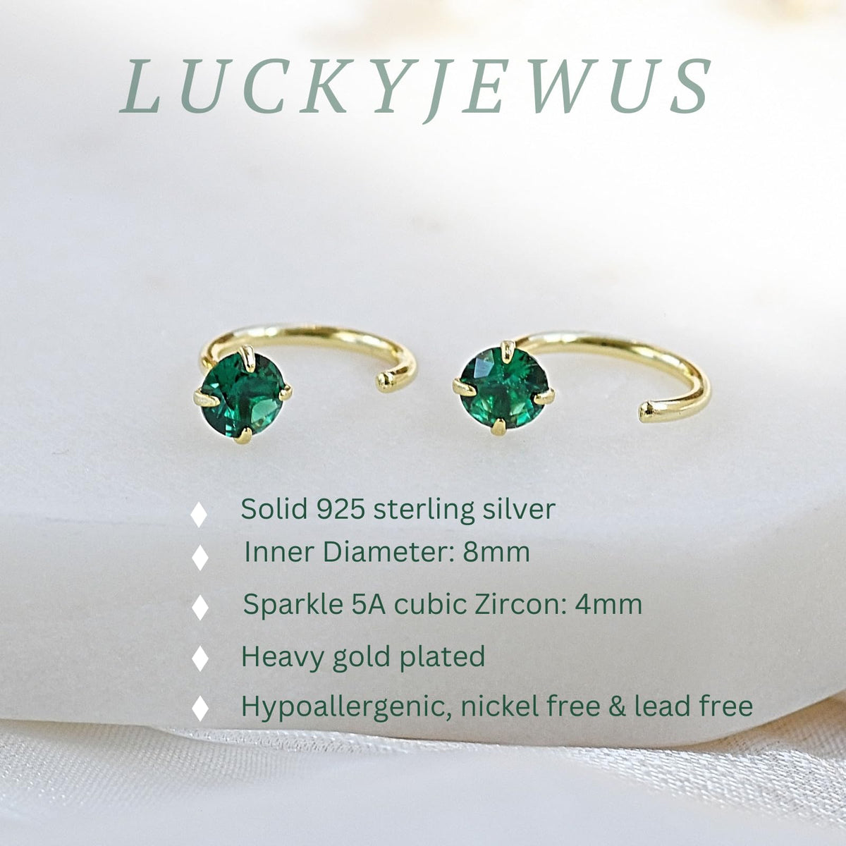925 Sterling Silver Small Huggie Half Hoop Earrings for Women