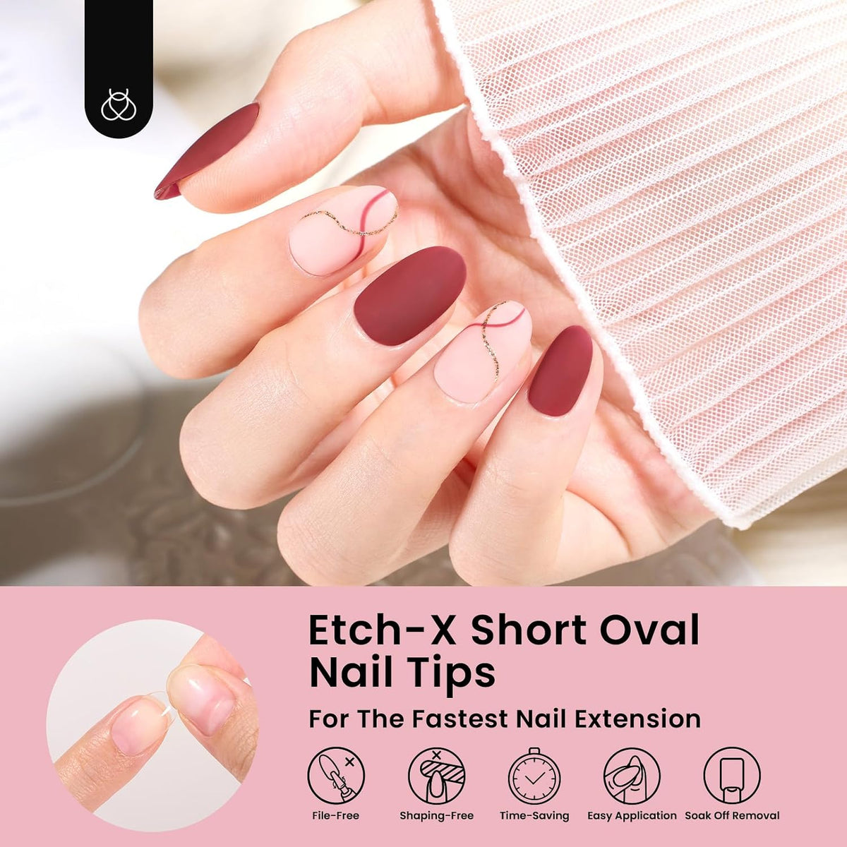 Beetles Soft Gel Nail Kit Almond Short 288pcs 12 Sizes Nail Tips with Glue