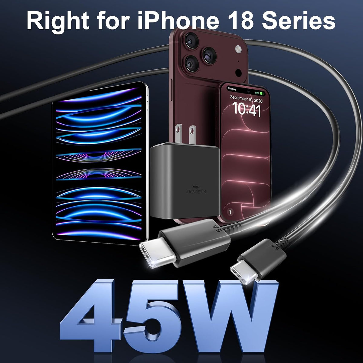 Phone 18 17 Pro Max Charger Fast Charging 45W USBC Phone Duo Fast Charger